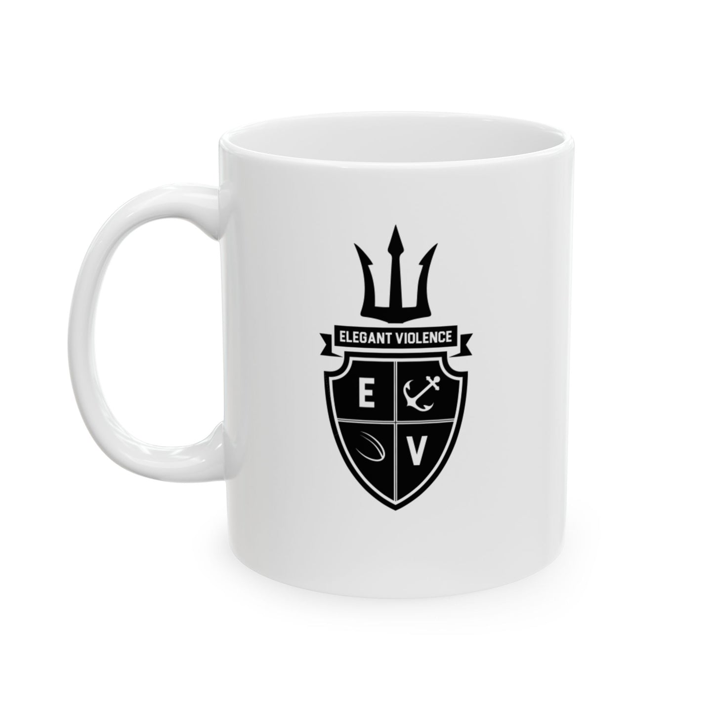 Elegant Violence Navy Women's Rugby Ceramic Mug, (11oz, 15oz)