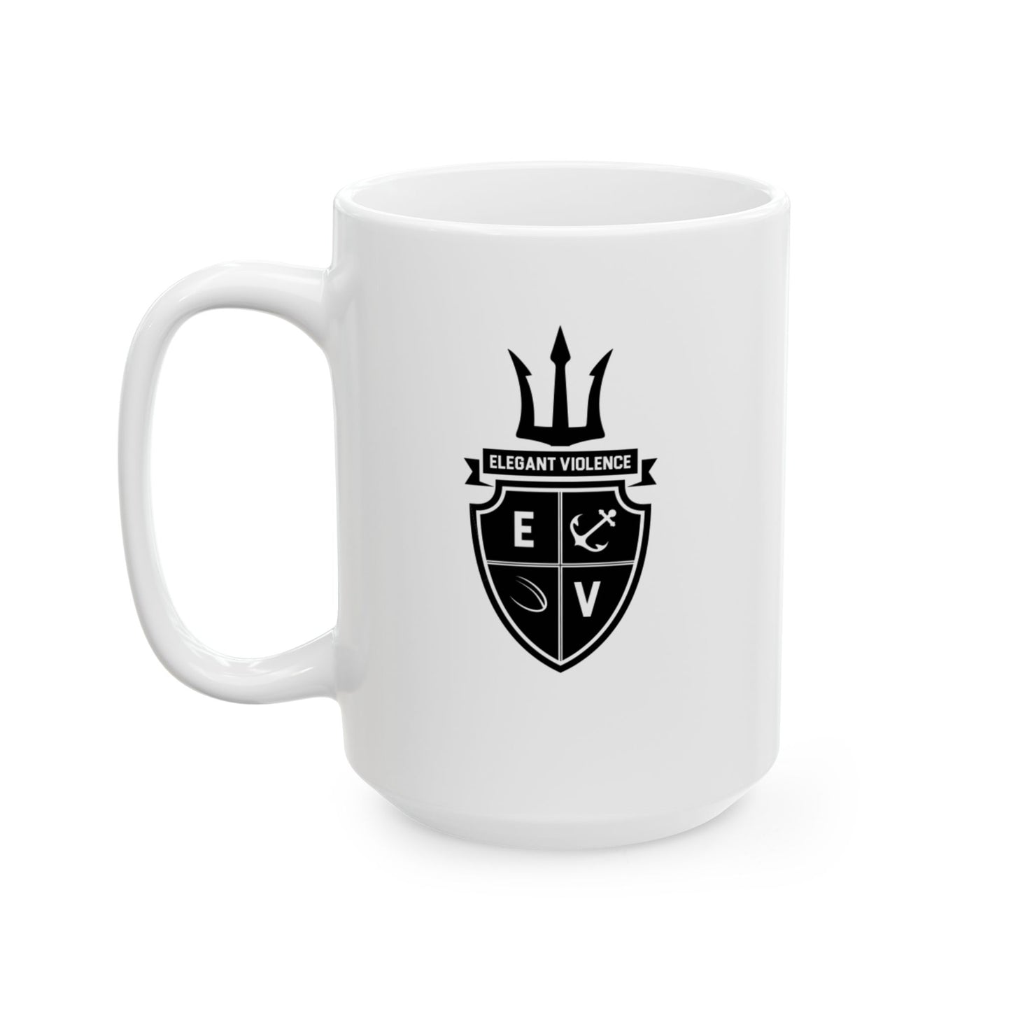 Elegant Violence Navy Women's Rugby Ceramic Mug, (11oz, 15oz)