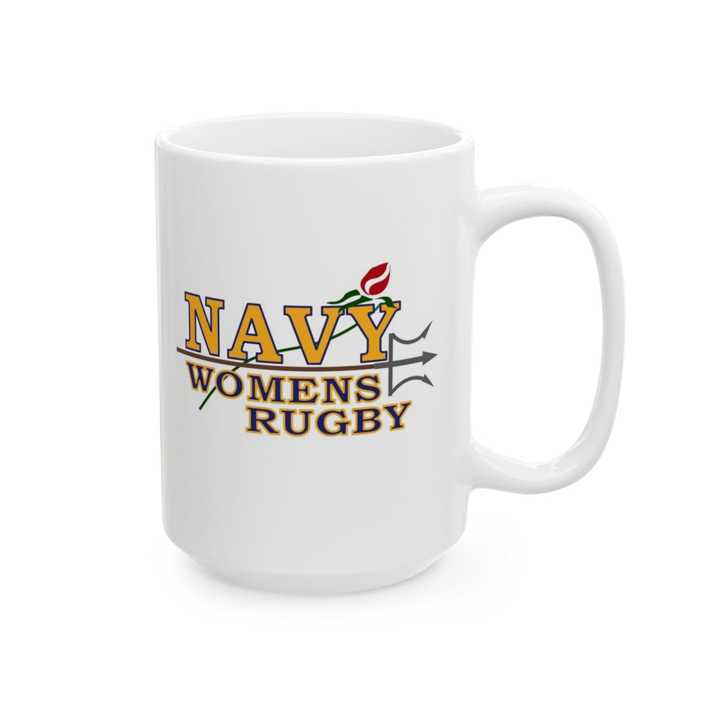 Elegant Violence Navy Women's Rugby Ceramic Mug, (11oz, 15oz)