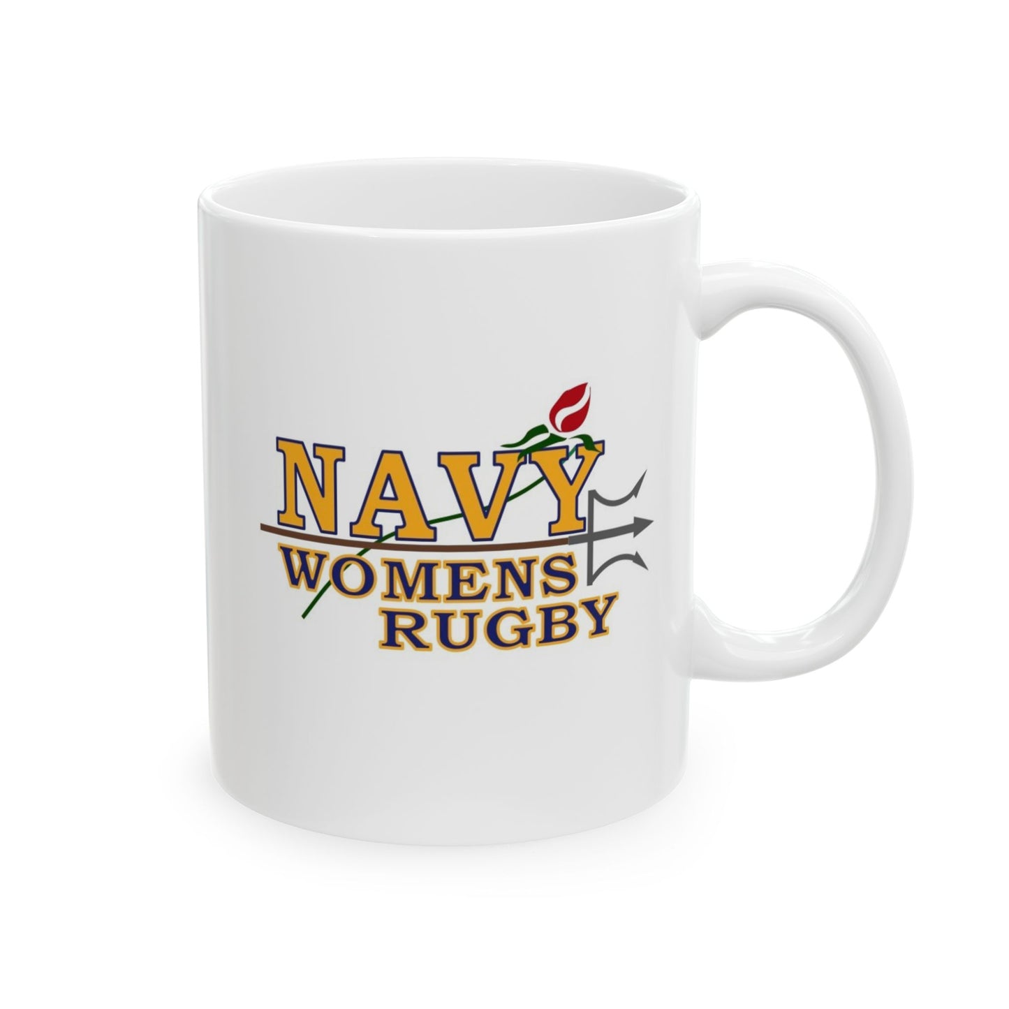 Elegant Violence Navy Women's Rugby Ceramic Mug, (11oz, 15oz)