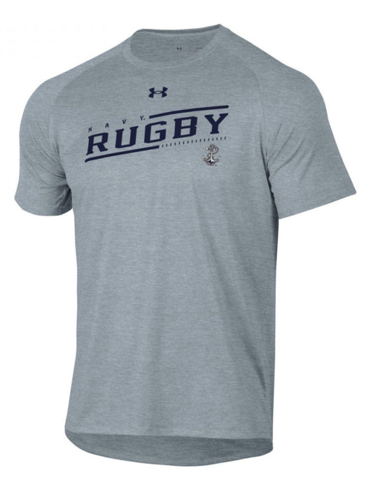 Under Armour Navy Rugby Short Sleeve Tech Tee - Gray