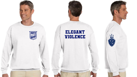 Navy Crest Elegant Violence Crewneck Sweatshirt White / Blue