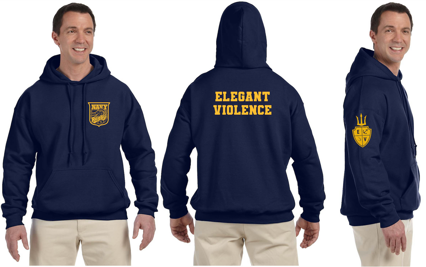 Navy Rugby Elegant Violence Hoodie