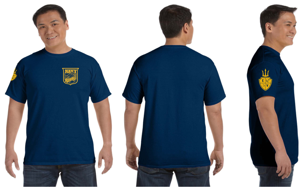 Navy Crest Blank Back T-Shirt Navy / Gold - Relaxed Fit (Comfort Colors)