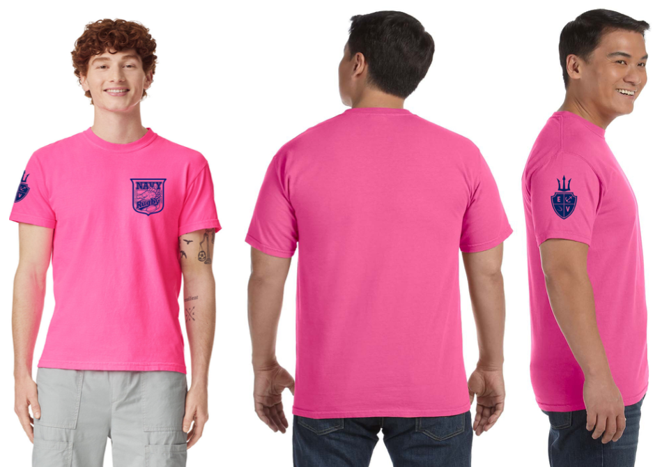 Navy Crest Blank Back T-Shirt Pink / Navy - Relaxed Fit (Comfort Colors)