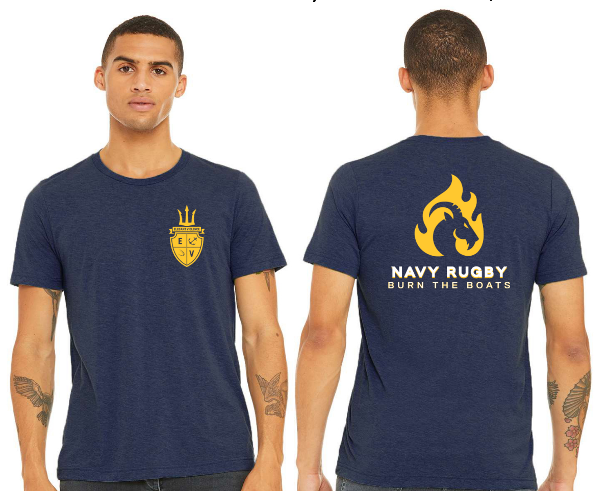 Elegant Violence "Burn The Boats" Tri Blend T-Shirt Navy / Gold - Slim Fit (Bella+Canvas)